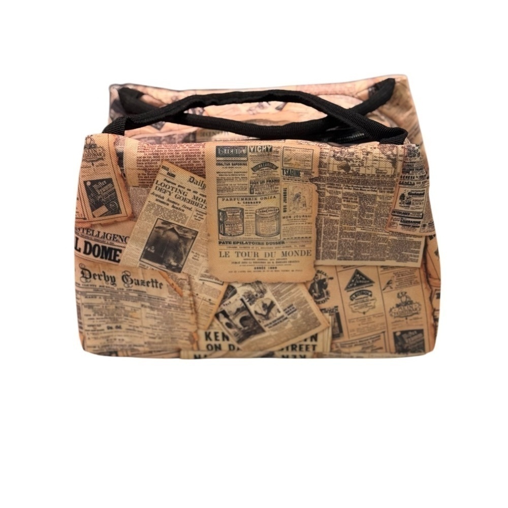 Vintage Newspaper Print Insulated Cooler Bag Unisex - Picture 3 of 6